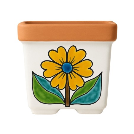 Squared Ceramic Vase de simone pottery Daisy Folk Squared Ceramic Vase de simone pottery Daisy Folk